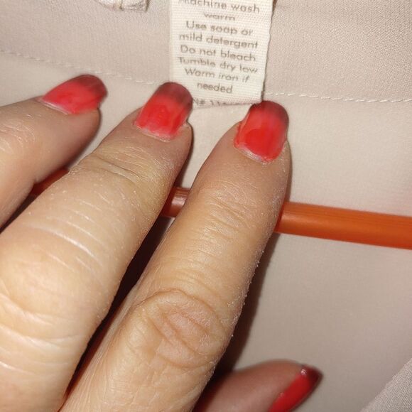 Japna Womens Size Medium Beige Hi-Lo Chiffon Blouse - Picture 4 of 5